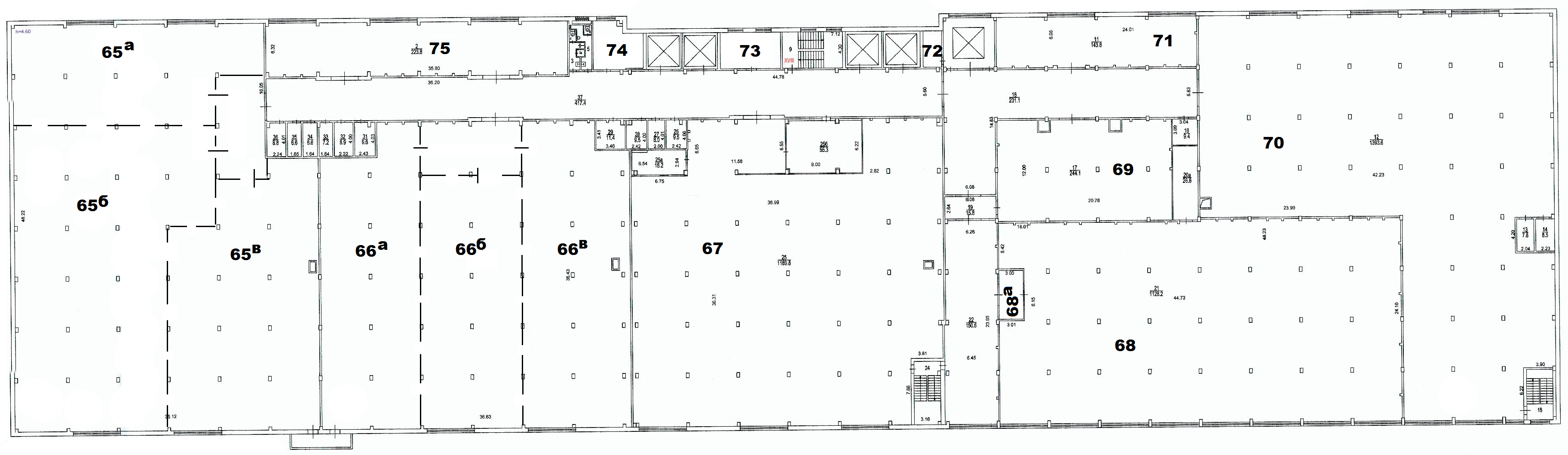 Поэтажный план – складской комплекс на улице Рябиновая, дом 65, строение 2